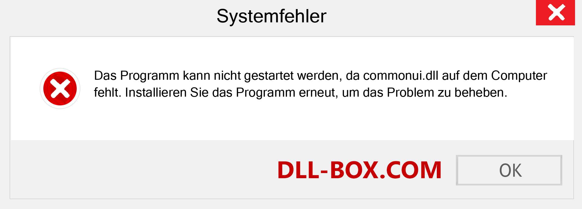 commonui.dll-Datei fehlt?. Download für Windows 7, 8, 10 - Fix commonui dll Missing Error unter Windows, Fotos, Bildern